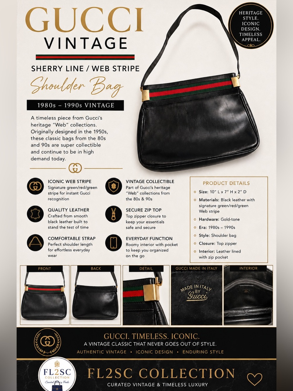 Vintage Gucci Web Stripe Shoulder Bag - Picture 2 of 8